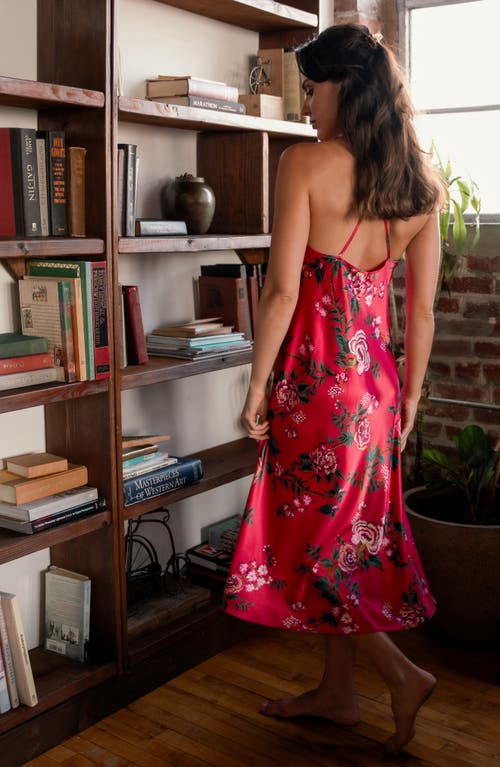 In Bloom By Jonquil Phoenix Lace Trim Satin Nightgown In Multi