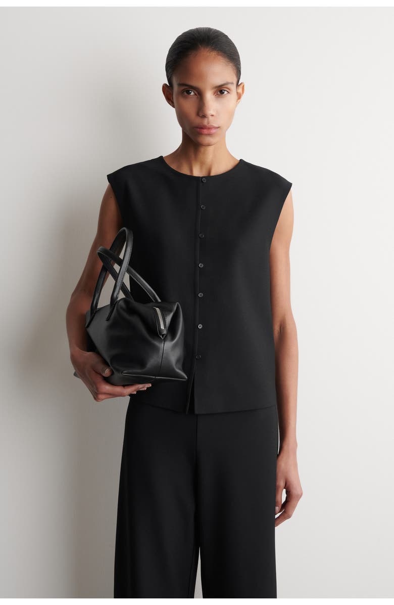 COS Buttoned Knitted Top, Main, color, Black