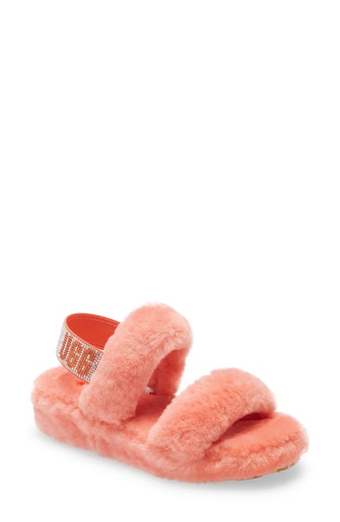 Oh Yeah Bling Genuine Shearling Slingback Sandal (Women)