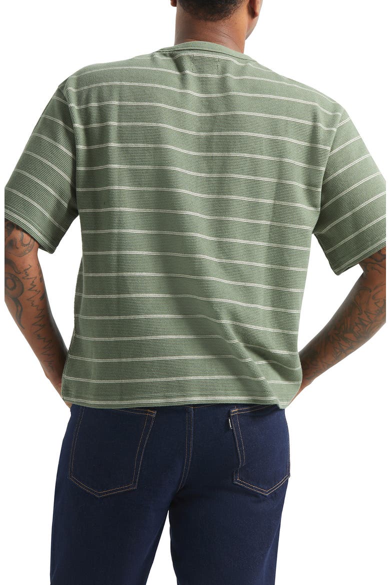 Boxy Shield Stripe Piqué T-Shirt, Alternate, color, DARK OLIVE/ WHITECAP