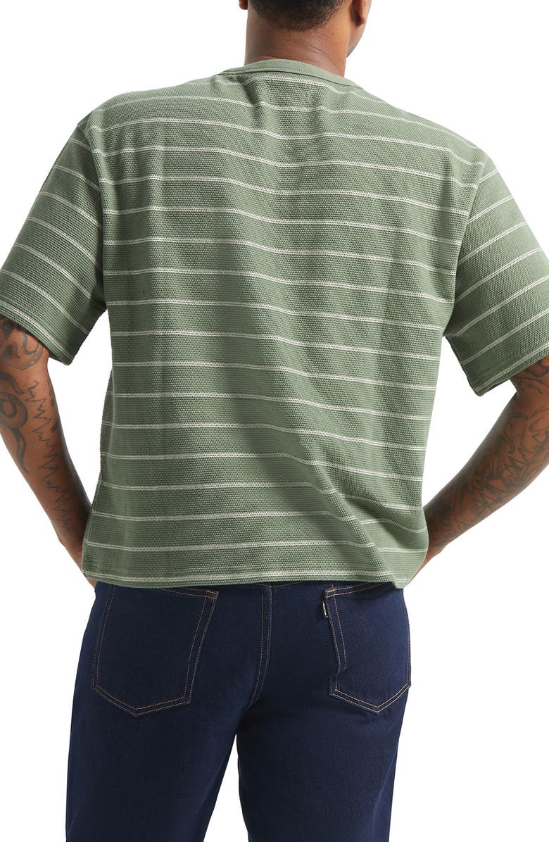 Brixton Boxy Shield Stripe Piqué T-Shirt, Alternate, color, Dark Olive/ Whitecap