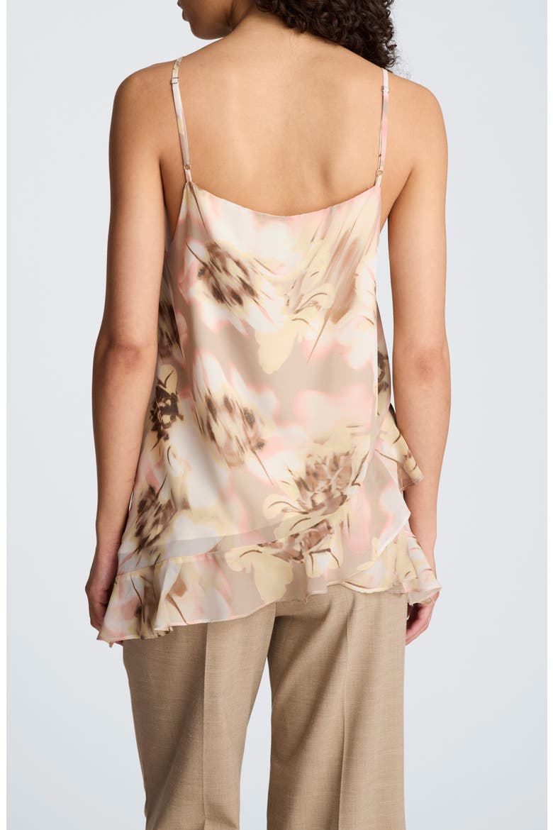 Ruffle Detail Abstract Floral Camisole, Alternate, color, PASTEL YELLOW MULTI