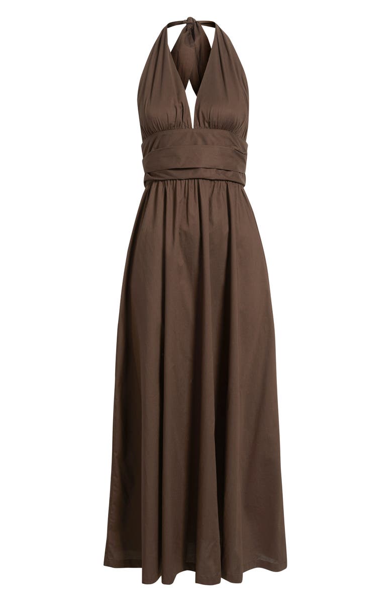 Faithfull the Brand Lido Halter Maxi Dress, Alternate, color, Espresso