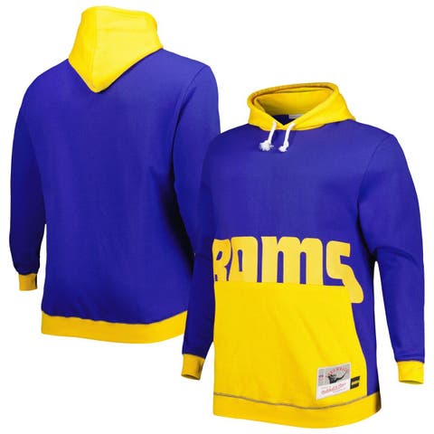 Men's Mitchell & Ness Royal/Gold Los Angeles Rams Big & Tall Big Face Pullover Hoodie