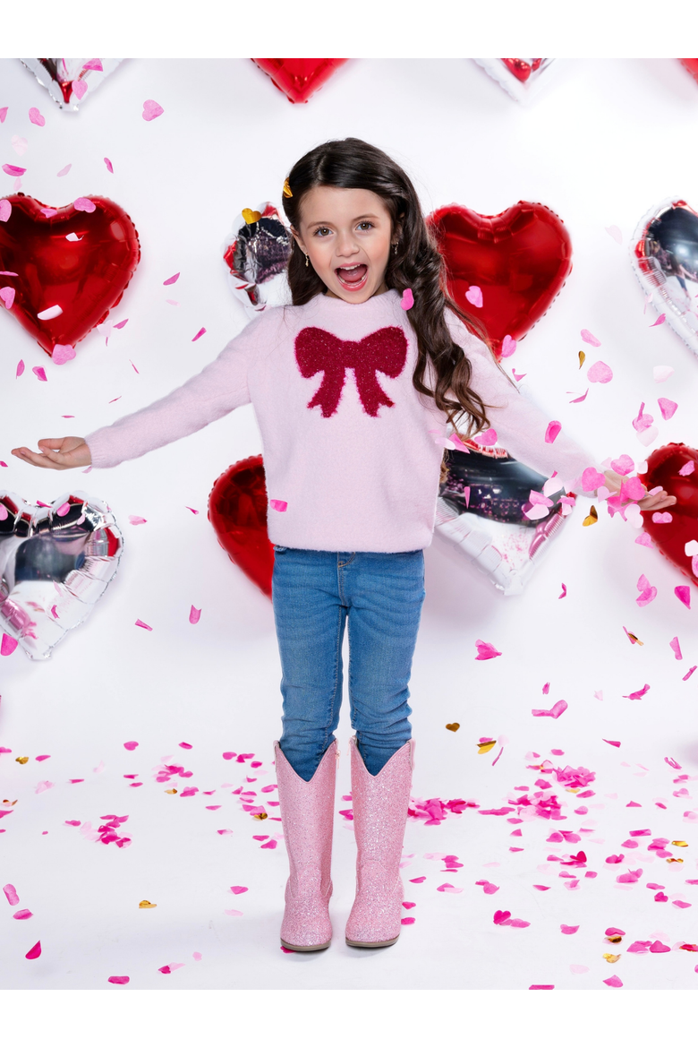 Sweet Bow Knit Sweater, Alternate, color, Pink