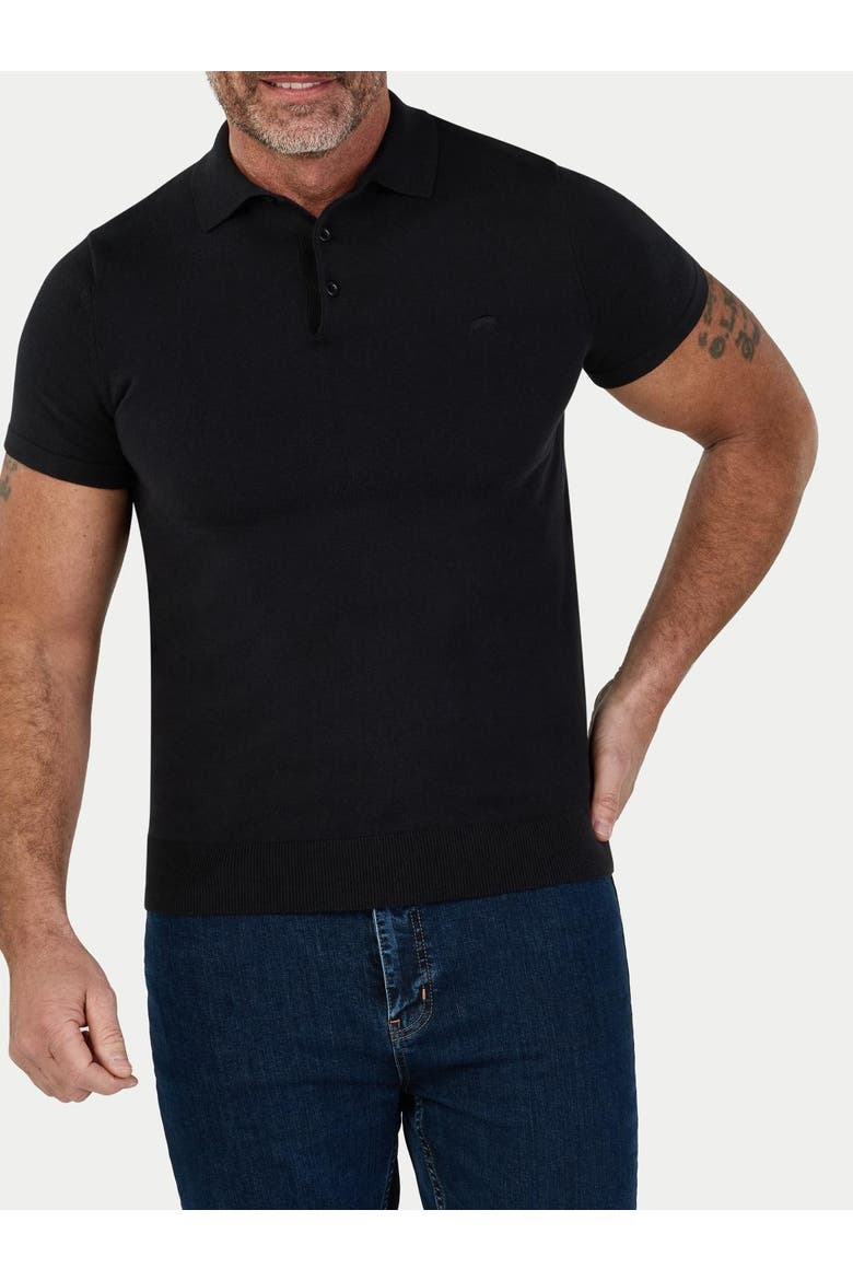 Short Sleeve Knitted Polo Shirt, Alternate, color, Black
