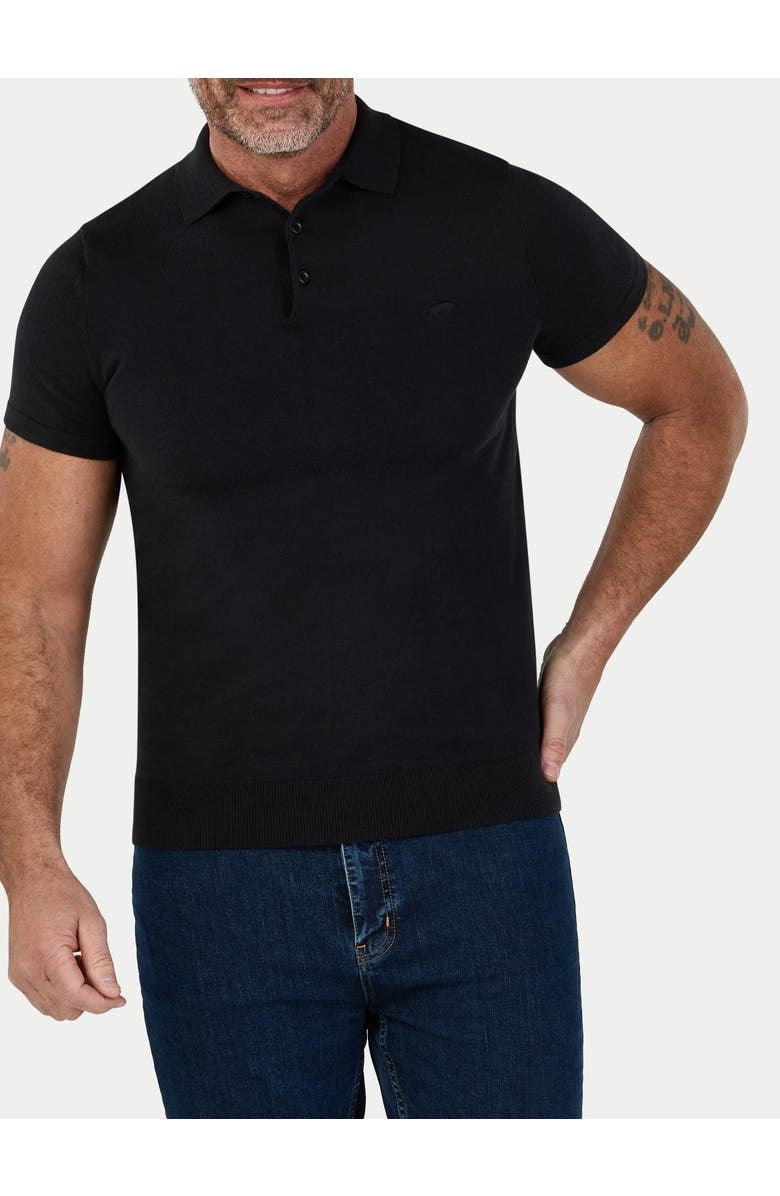 Raging Bull Short Sleeve Knitted Polo Shirt, Alternate, color, Black
