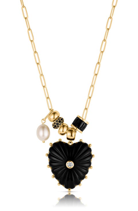Soire Blue Lace Agate Heart Pendant Necklace