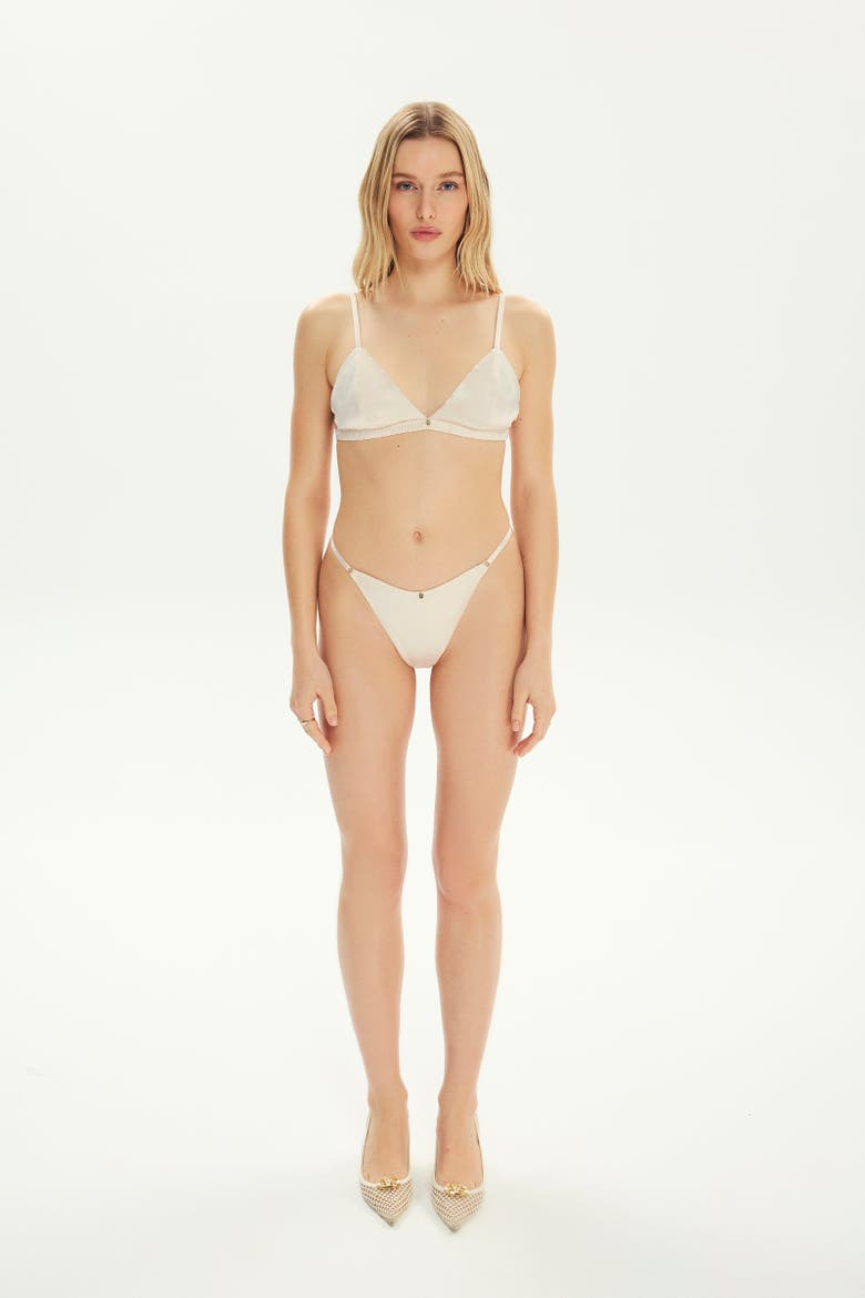 Silk Triangle Thong, Main, color, Champagne