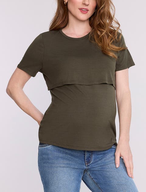 Crewneck Short Sleeve Nursing Tee