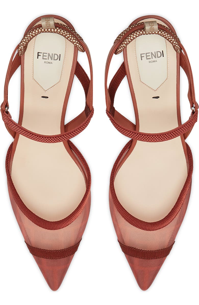 Fendi Colibrì Lite Pointed Toe Slingback Pump, Alternate, color, Brown