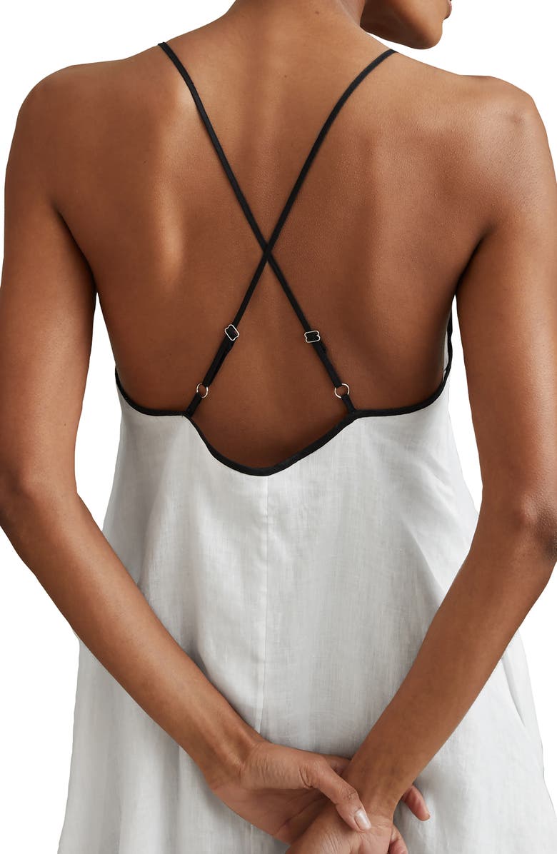 Reiss Stevie Colorblock Linen Cross Back Midi Dress, Alternate, color, 