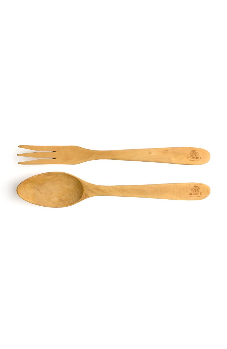 Berard Contour 12-Inch Olive Wood Salad Servers, 2 Piece Set, Main, color, Brown