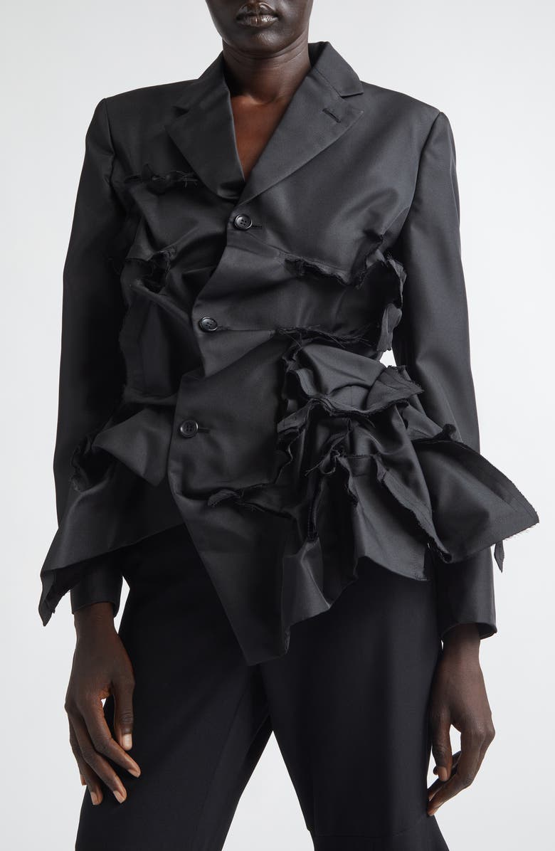 Comme des Garçons Asymmetric Single Breasted Gabardine Blazer, Alternate, color, Black