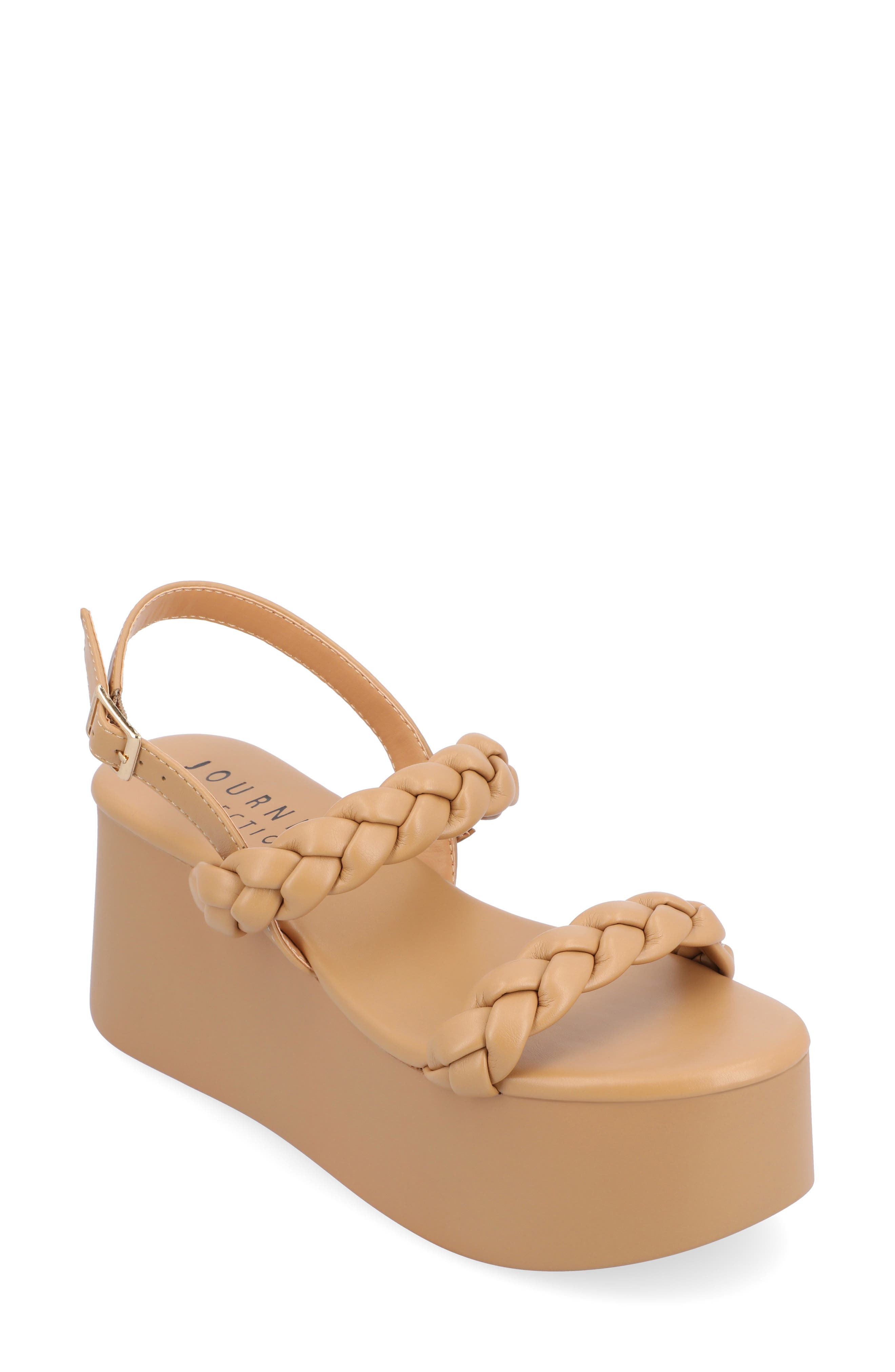 Journee Collection Zannah Braided Platform Sandal, Main, color, Tan