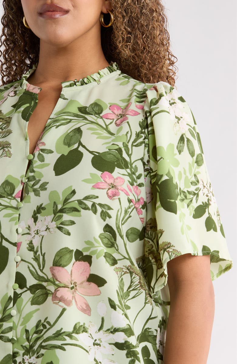 SUGARLIPS Zane Floral Bryn Button Up Top, Alternate, color, Green/ Pink Multi