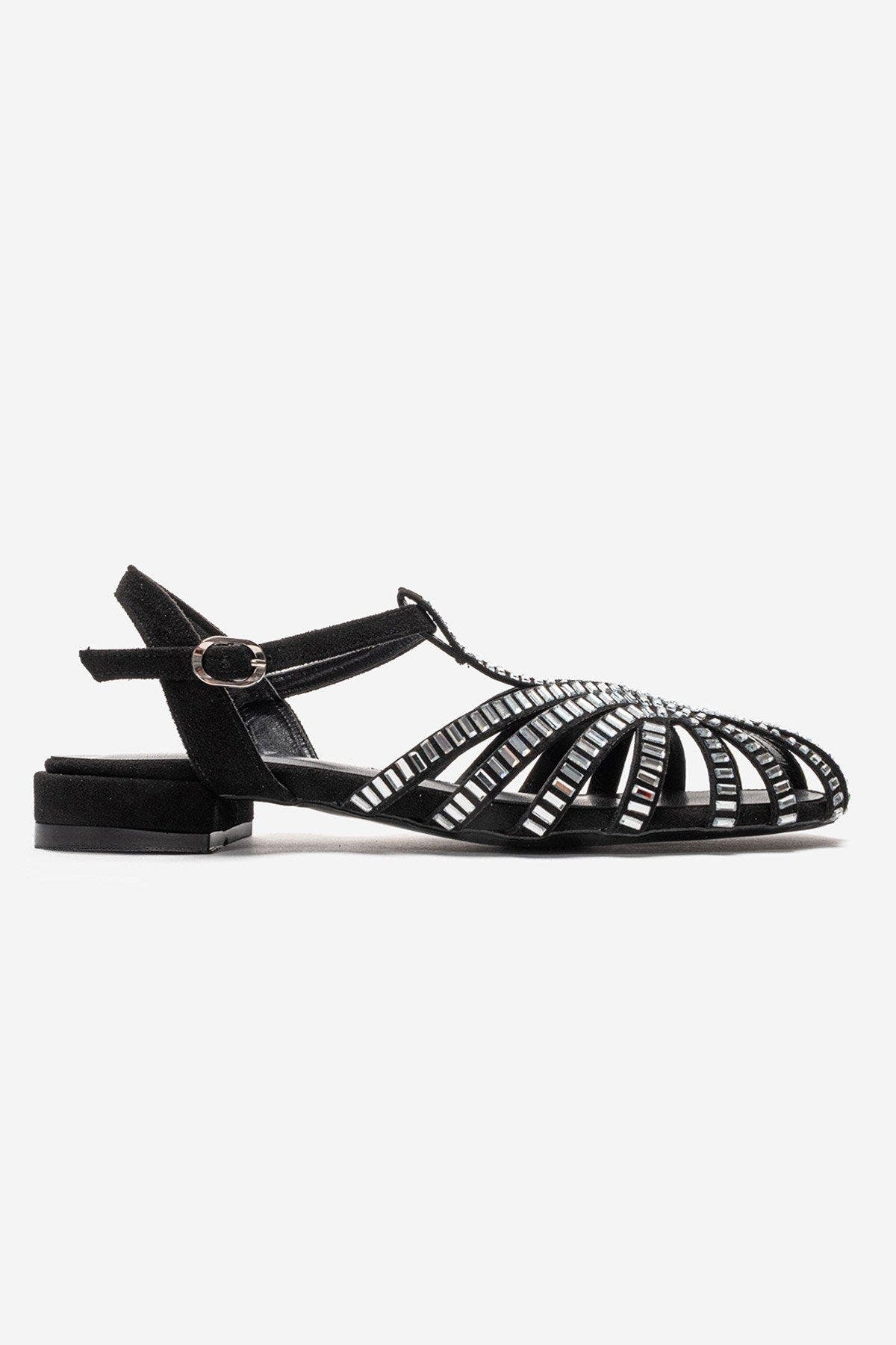 Prologue Shoes Lavina Embellished Sandal, Alternate, color, Black Suede