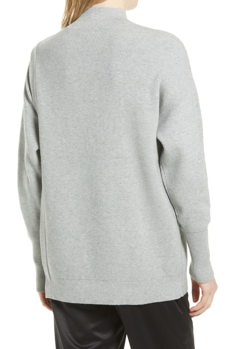 Mock Neck Stitch Mix Sweater, Alternate, color, GREY HEATHER