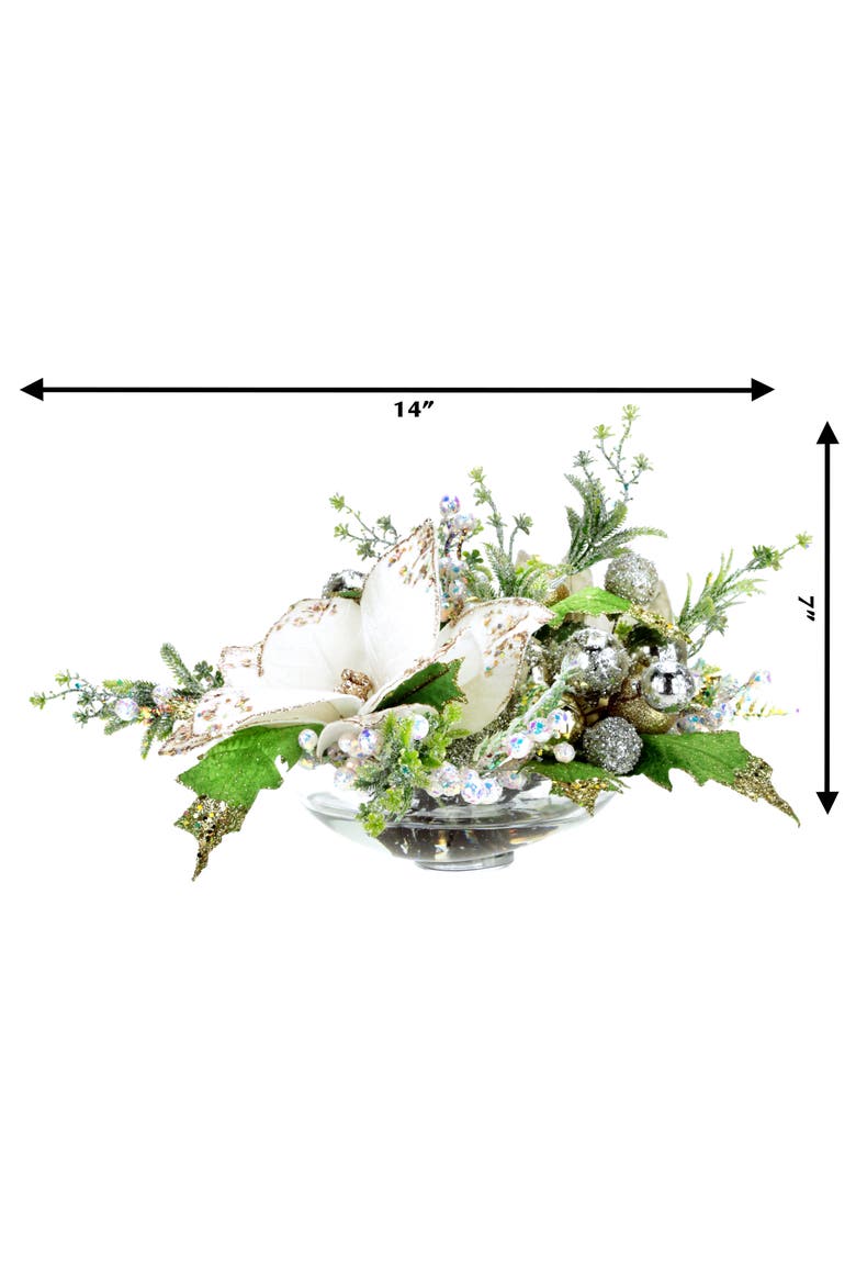 Small Poinsettia Centerpiece, Ivory, Alternate, color, White