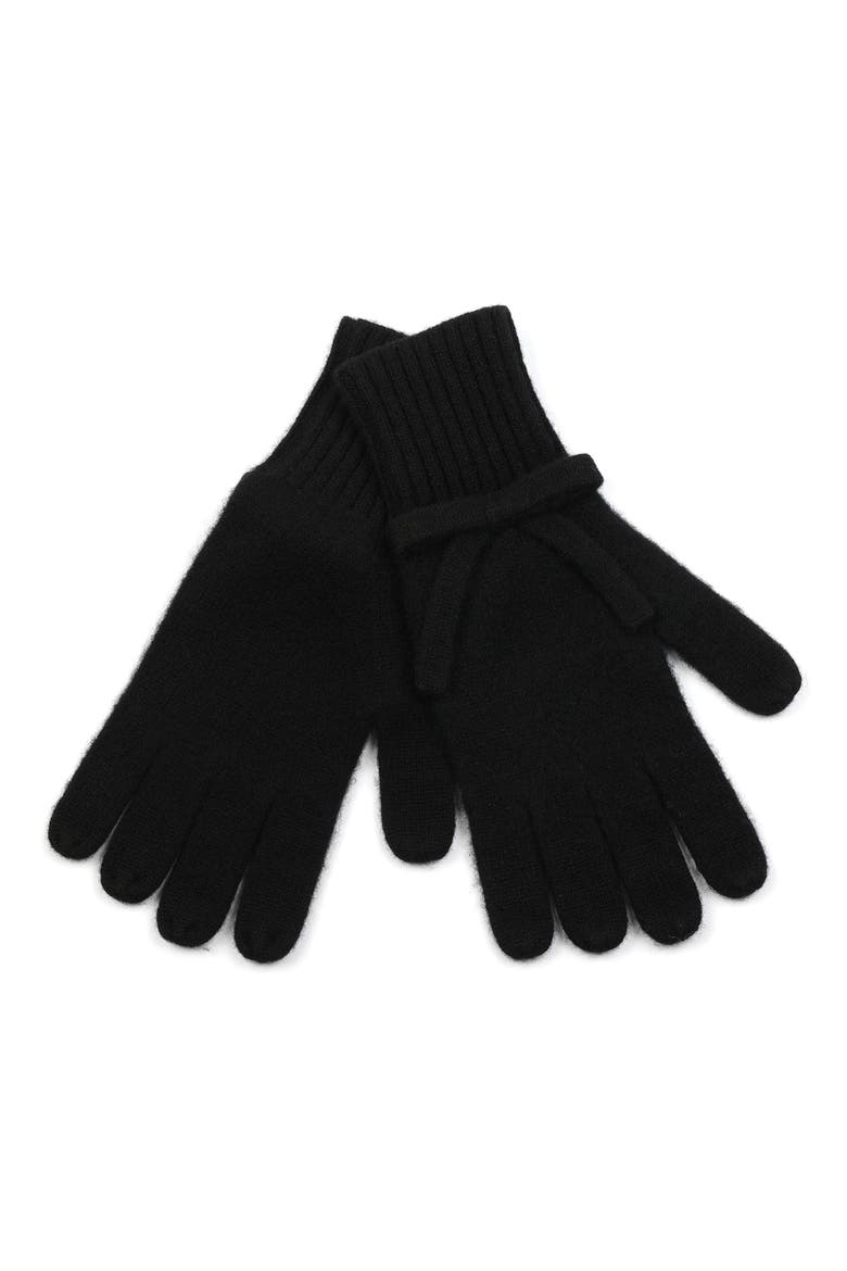 bow detail wool gloves, Main, color, BLACK