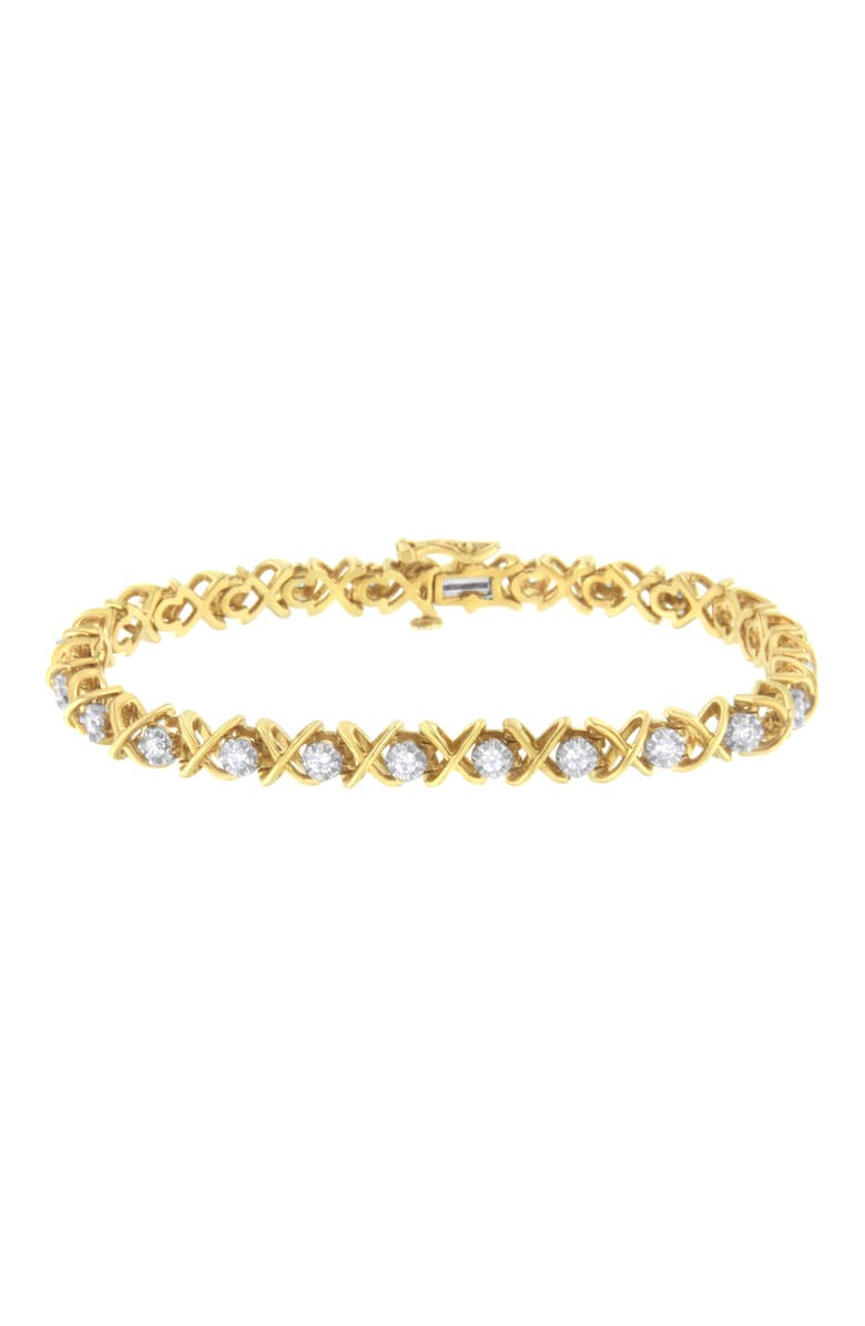 Haus of Brilliance 10K Yellow Gold Plated Silver 1 cttw Diamond Link Bracelet, Main, color, Yellow