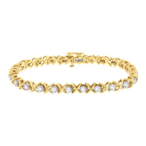 10K Yellow Gold Plated Silver 1 cttw Diamond Link Bracelet