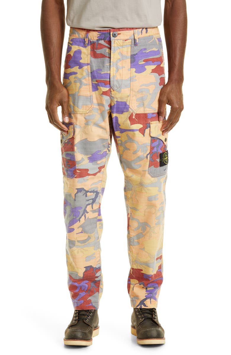 Stone Island Heritage Camo Nylon Ripstop Cargo Pants, Main, color, 