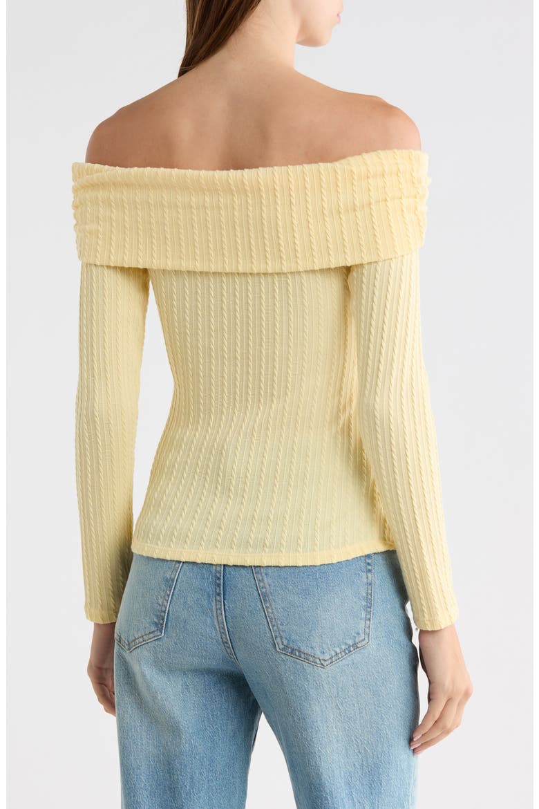 Ruched Off Shoulder Top, Alternate, color, PASTEL YELLOW
