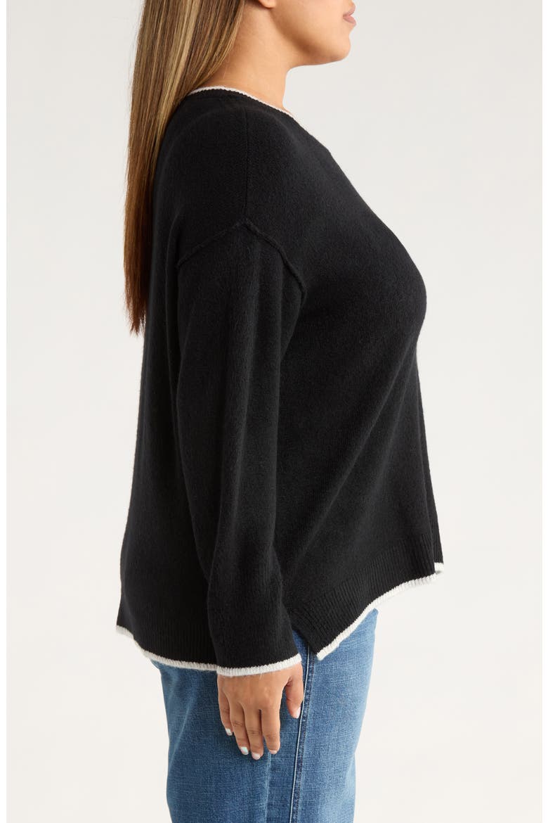 Star Detail Crewneck Sweater, Alternate, color, RICH BLACK