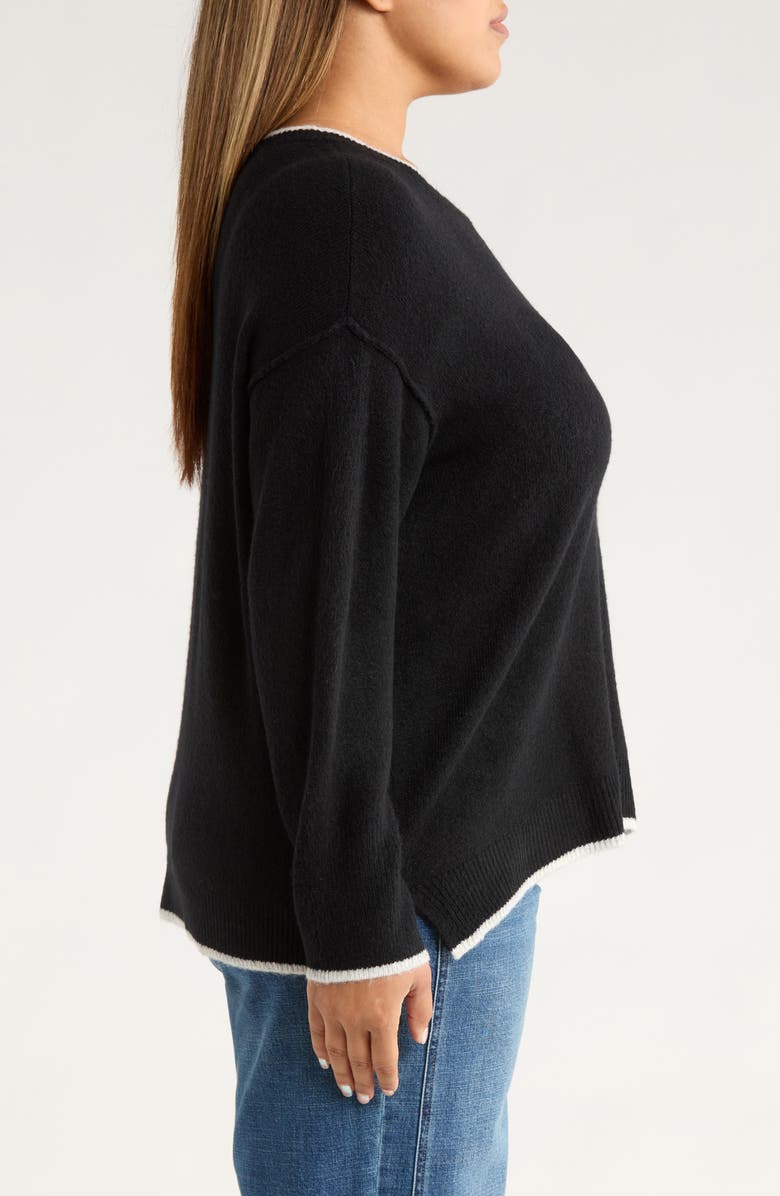 Vince Camuto Star Detail Crewneck Sweater, Alternate, color, Rich Black