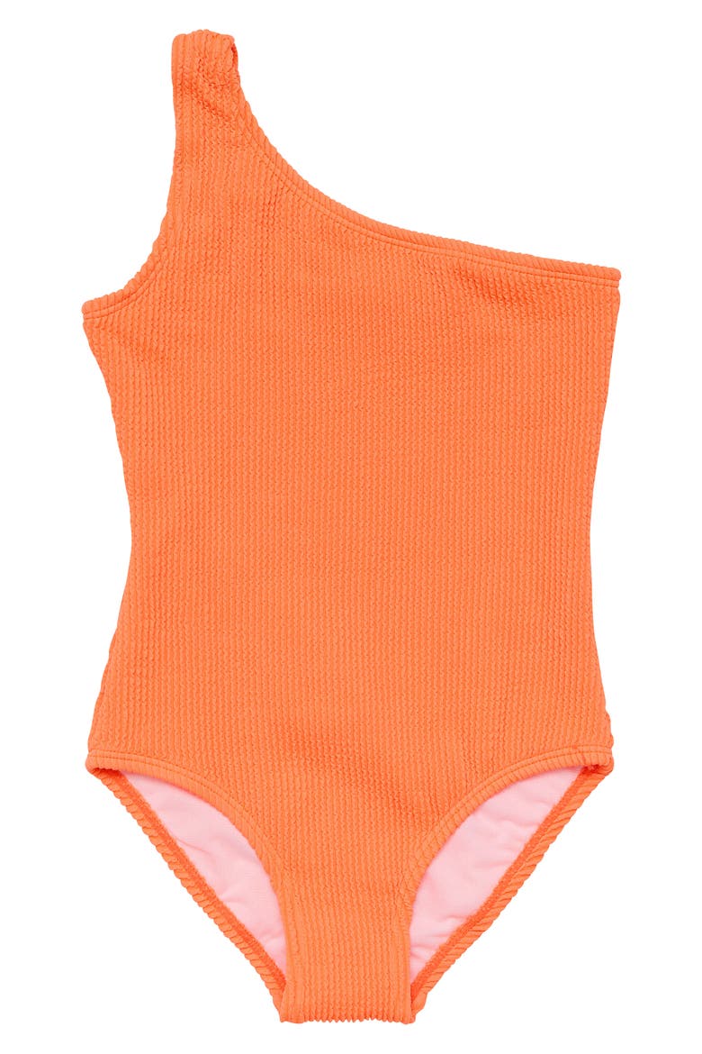 Kids' Tangerine One-Shoulder One-Piece Swimsuit, Main, color, ORANGE