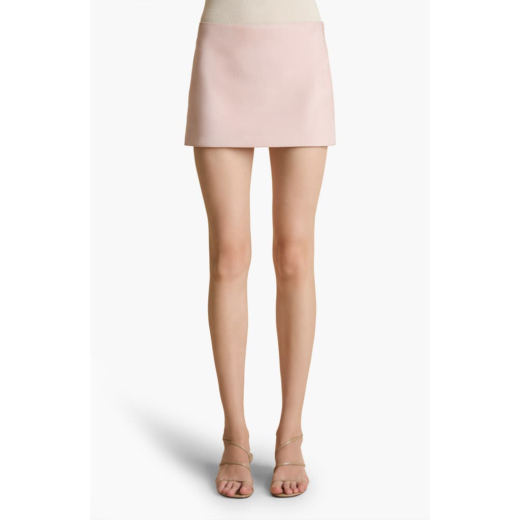 Khaite Jett Leather Mini Skirt In Soft Pink