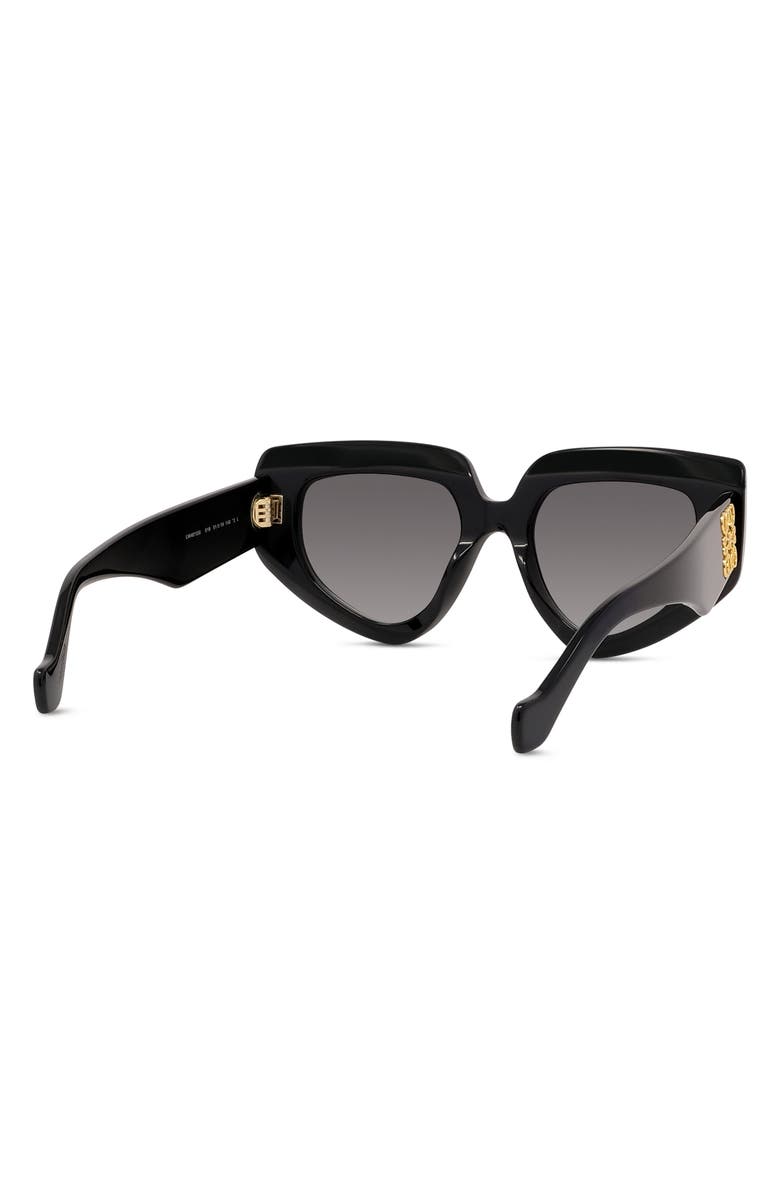 Loewe Anagram 51mm Geometric Sunglasses, Alternate, color, Shiny Black / Gradient Smoke