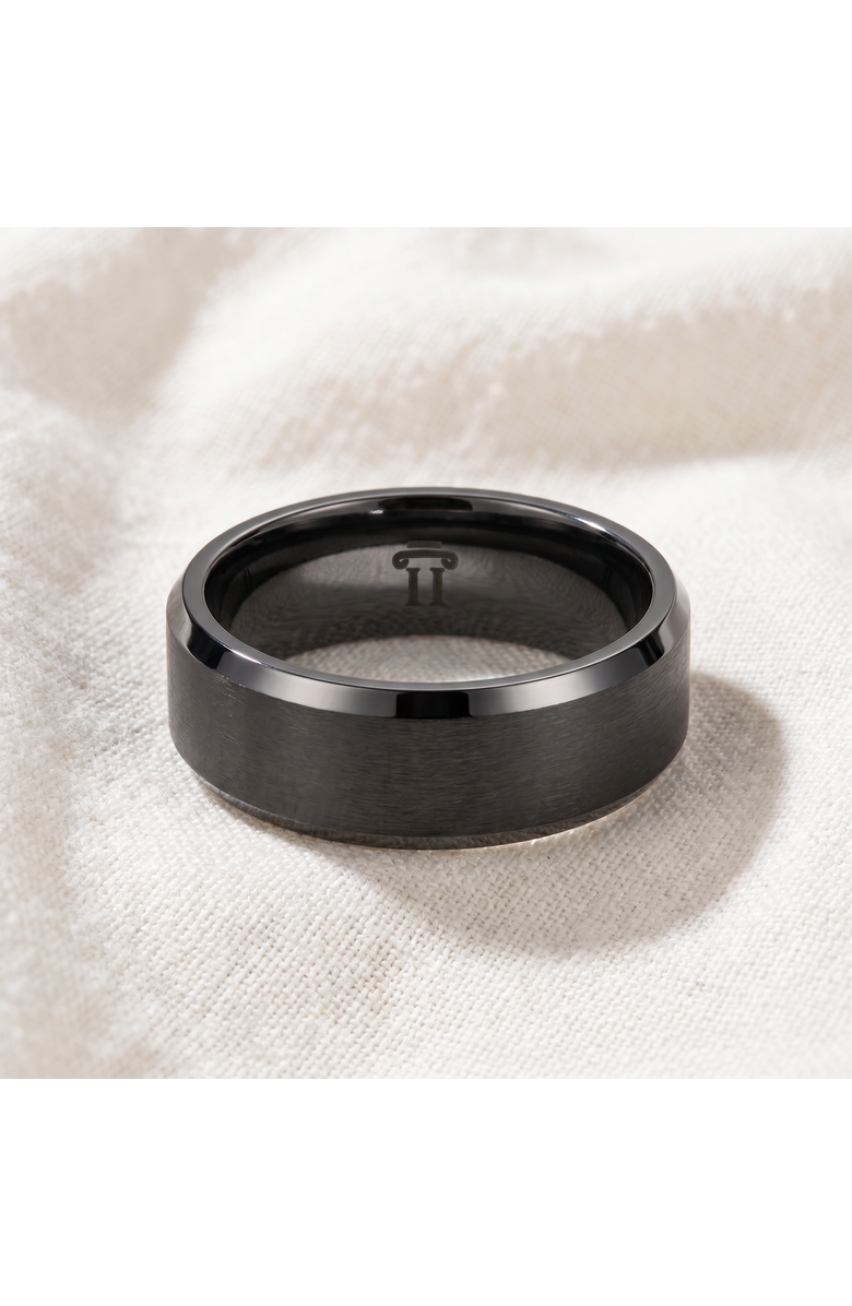 Bliss Diamond Men's Brushed Black Tungsten 6mm Beveled Ring Wedding Band, Alternate, color, Black Tungsten