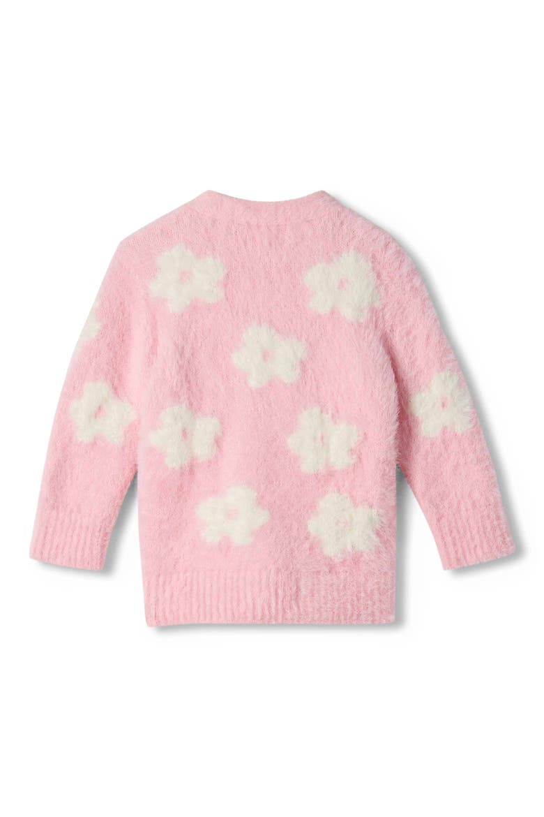 Kids' Floral Fuzzy Cardigan, Alternate, color, PINK