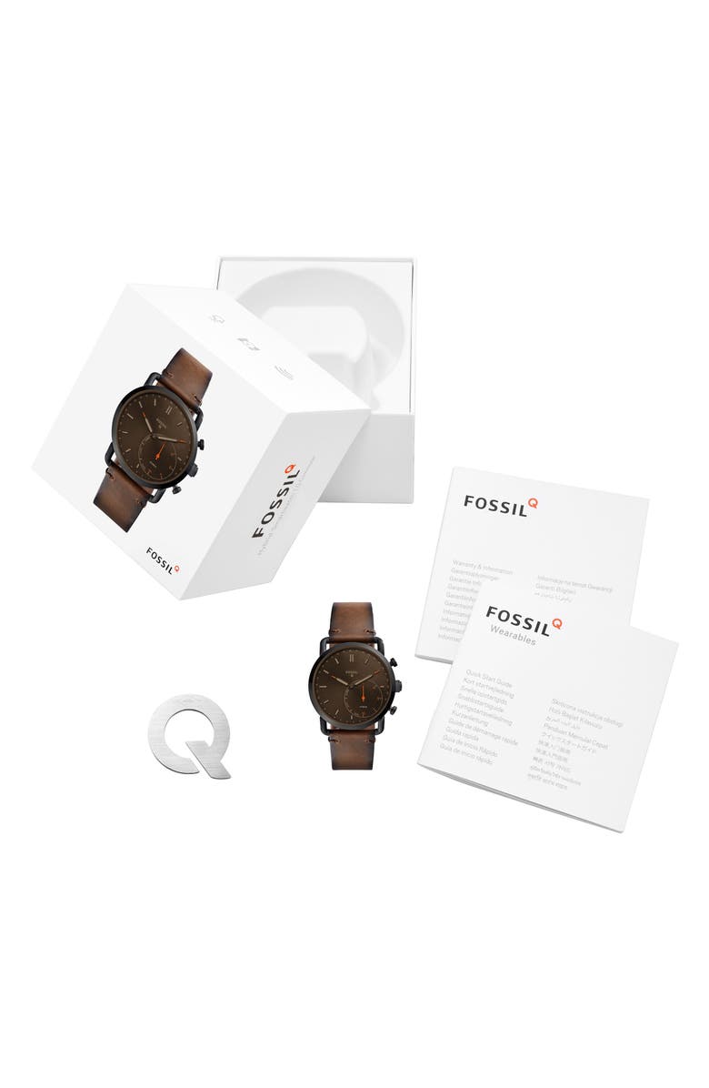 Fossil Q Commuter Leather Strap Hybrid Smart Watch, 42mm, Alternate, color,