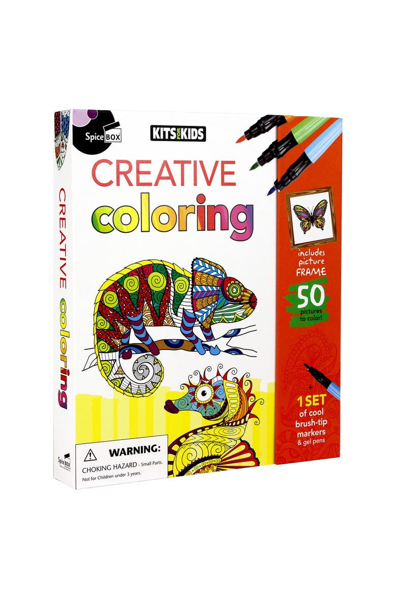 Spicebox Kits For Kids Creative Coloring, 50 Pages, Arts & Crafts, 14Pc, Kids, Main, color, Multicolored