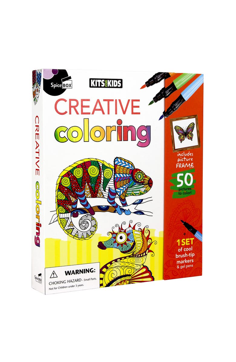 Kits For Kids Spicebox Kits For Kids Creative Coloring, 50 Pages, Arts & Crafts, 14Pc, Kids, Main, color, Multicolored