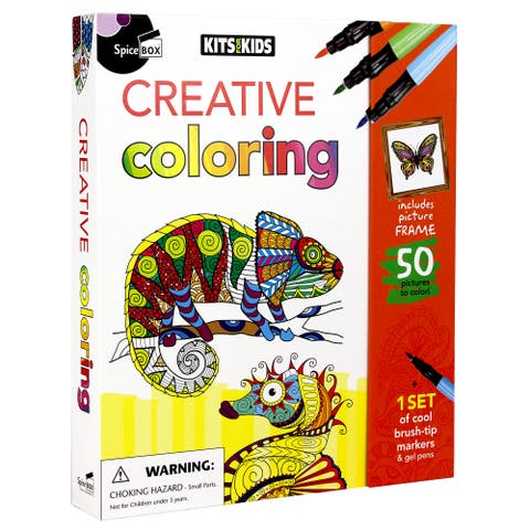 Spicebox Kits For Kids Creative Coloring, 50 Pages, Arts & Crafts, 14Pc, Kids
