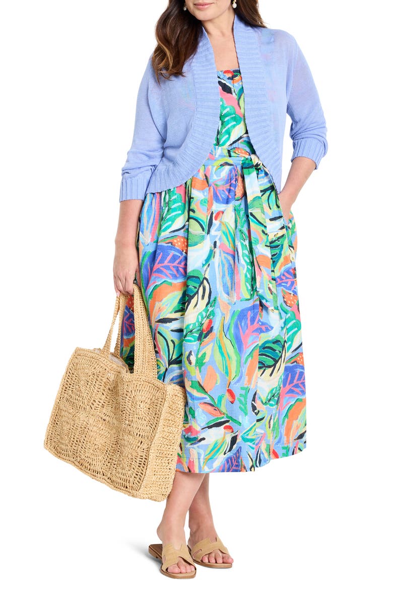 Linen Blend Bolero Cardigan, Alternate, color, IRIS