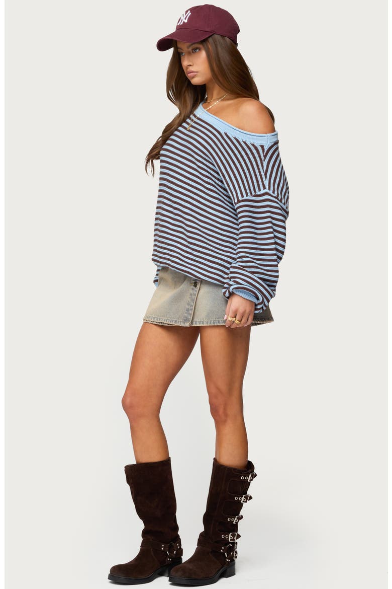Averi Stripe Textured Cotton Sweater, Alternate, color, LIGHT-BLUE