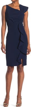 Marina Asymmetrical Sheath Ruffle Dress