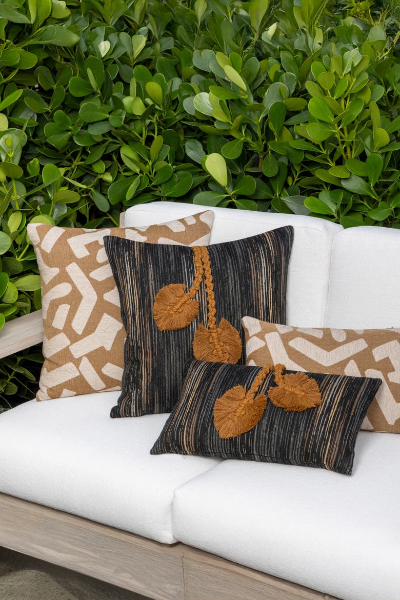 Ingenuity Harvest Hand Knotted Macrame Indoor & Outdoor Woven Accent Pillow, Alternate, color, Harvest