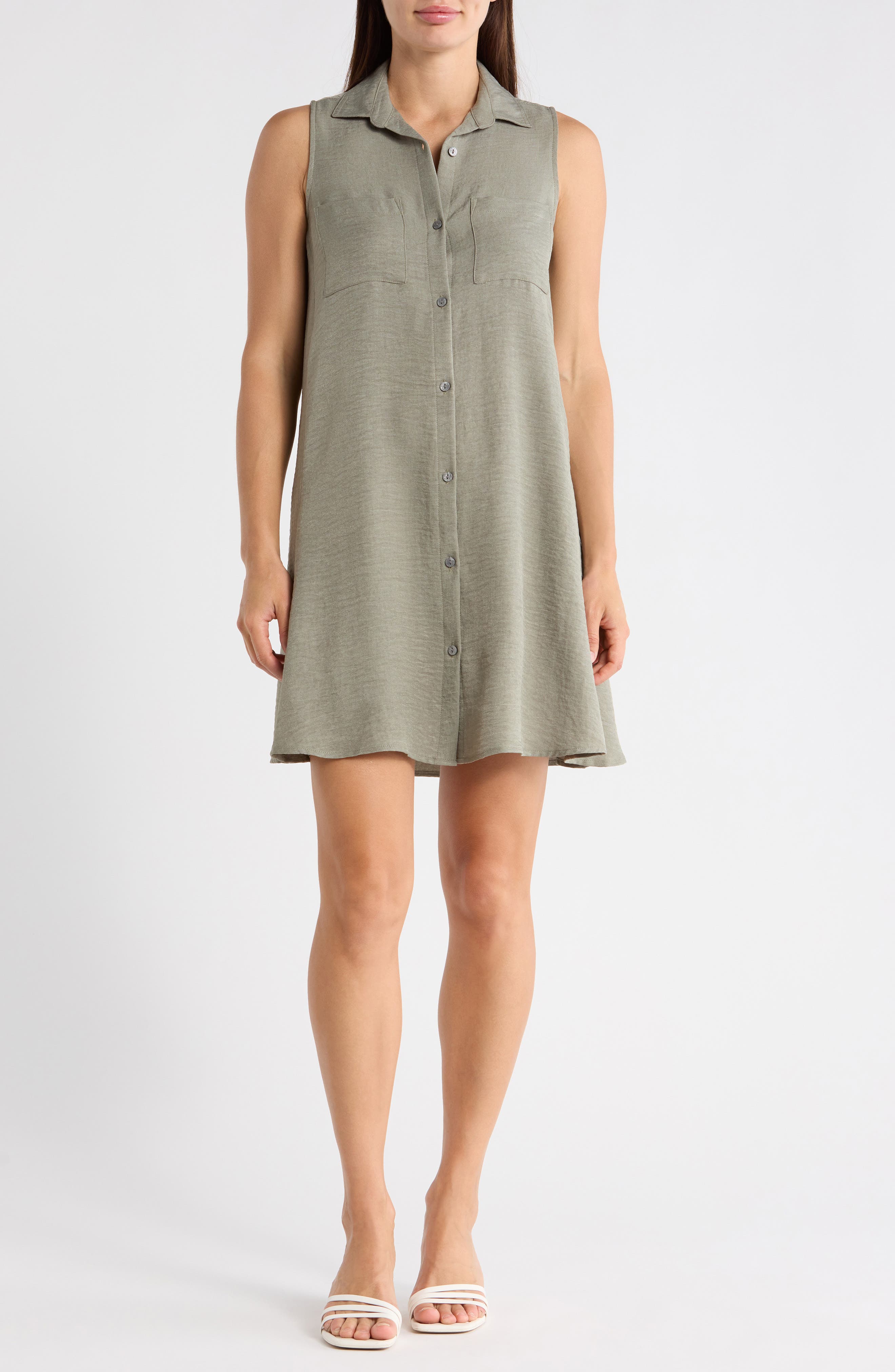 beachlunchlounge Two Pocket Sleeveless Shirtdress