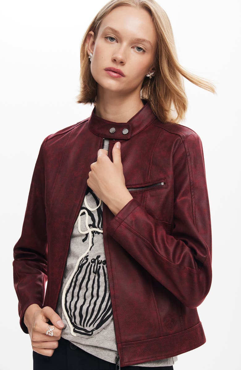 Desigual Munich Faux Leather Moto Jacket, Alternate, color,