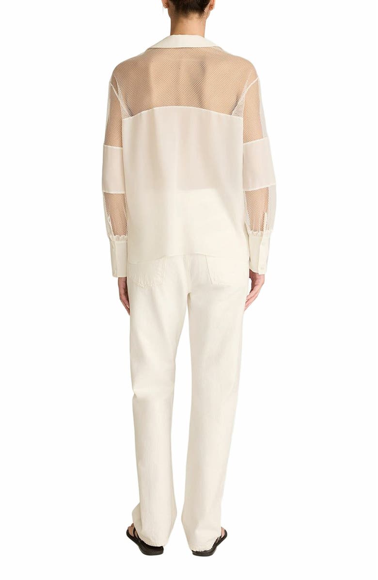 Rebecca Taylor Crepe de Chine and Lace Popover Blouse, Alternate, color, Snow Combo