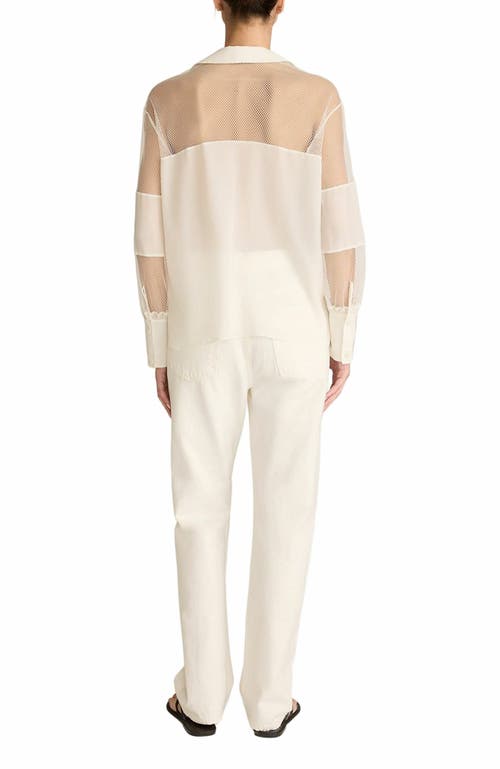 REBECCA TAYLOR REBECCA TAYLOR CREPE DE CHINE AND LACE POPOVER BLOUSE 