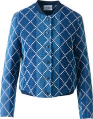Akris punto Diamond Jacquard Crop Bomber Jacket