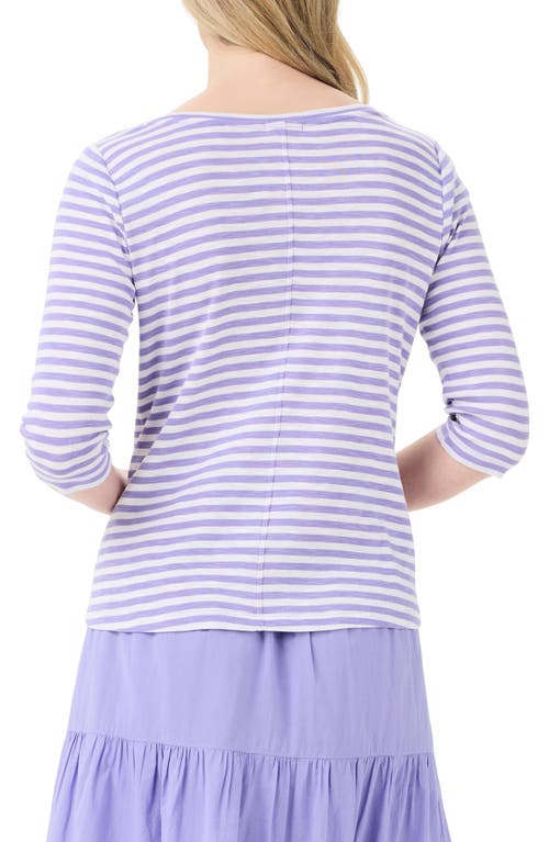 Nzt By Nic+zoe Stripe Boat Neck Cotton T-shirt