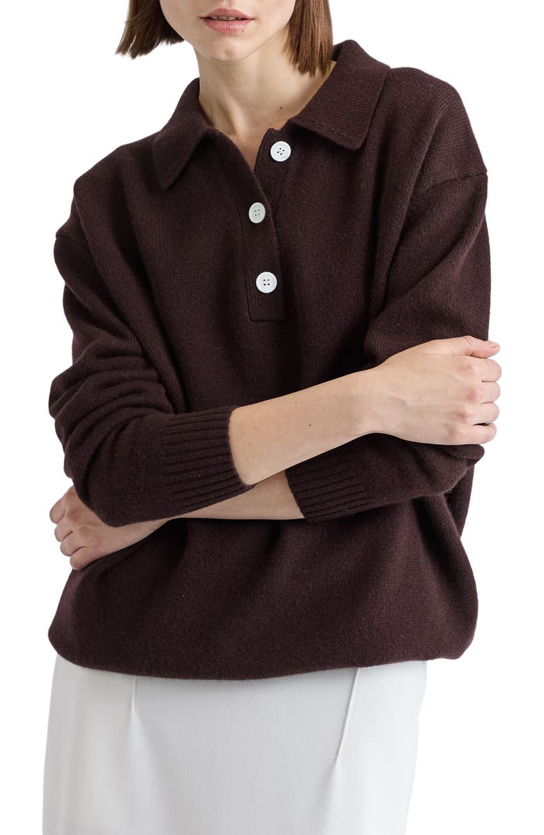 Almina Concept Polo Wool Sweater, Alternate, color, Dark Brown